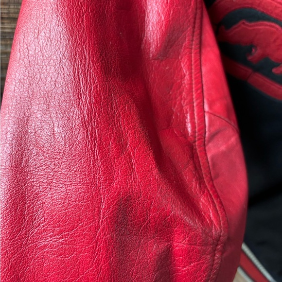 Vintage EckoRed Womens L Red leather Varsity Jacket RARE ecko red - Picture 6 of 6
